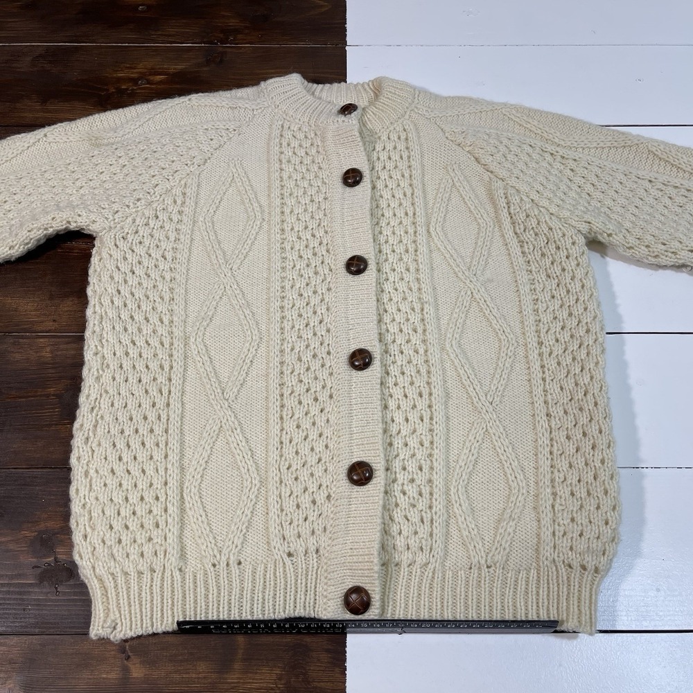 Cladyknit Womens Irish Fisherman 100% Merino Wool Cardigan Sweater Size 40 - Picture 2 of 7